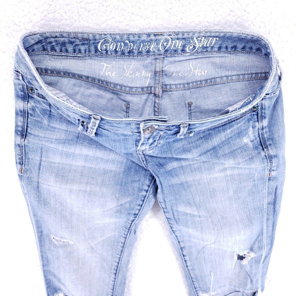 Converse The Skinny Vintage Distressed Jeans Women Size 6 Low Rise Denim Pants - Picture 5 of 11